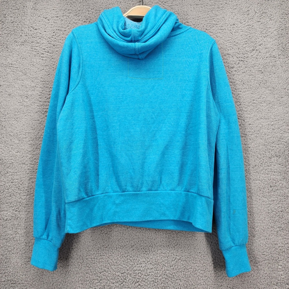 Aviator Nation Womens XS Turquoise Blue Quilted Funnel Neck Zip Pocket Hoodie - Picture 4 of 11